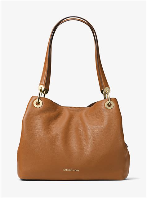 michael kors schultertasche raven large aus leder perlgrau|Schultertasche Raven Large aus Leder .